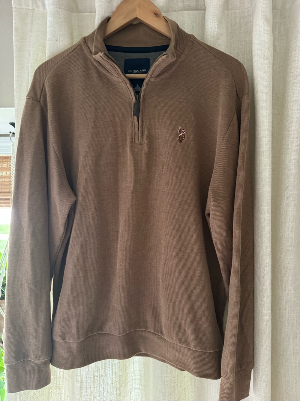 U.S. Polo Assn. Men's Brown Quarter-Zip Pullover Sweater